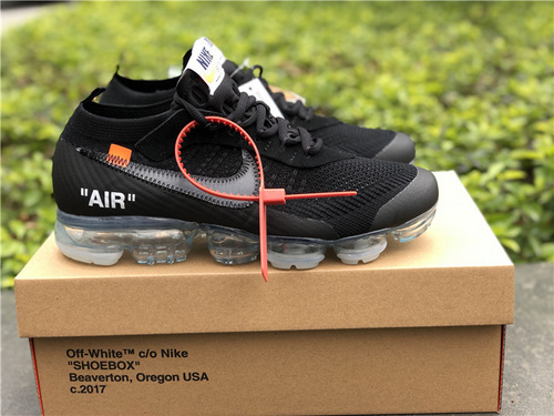 OFF-WHITE Alliance Nike 2018 Atmospheric Cushion_ Black surface transparent bottom_ color matching. Original level_ 40--46-128bdcfc